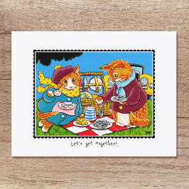 Postal "Juntémonos" Personalizado Gato Gato Gatito Gatito
