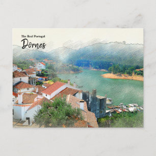 Postal Junto al río en Dornes-Portugal