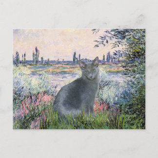Postal Junto al Sena - gato azul ruso 2
