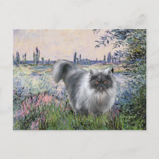 Postal Junto al Sena - Gato persa de humo azul