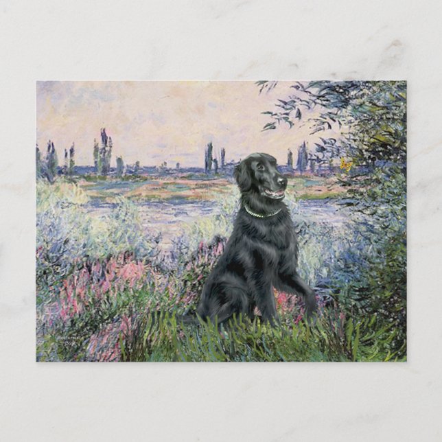 Postal Junto al Sena - Retriever de capa plana (Anverso)