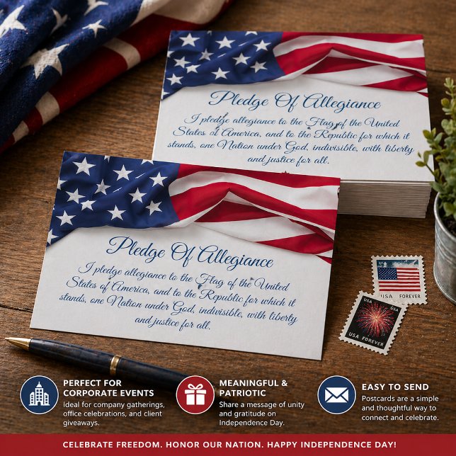 Postal Juramento de Lealtad con Bandera Americana Script (Subido por el creador)