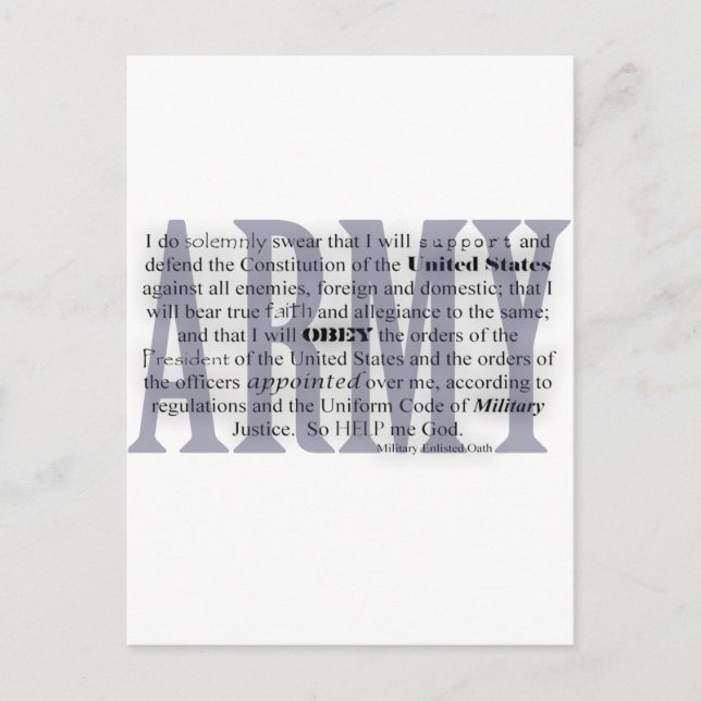 Postal juramento del ejército (Anverso)
