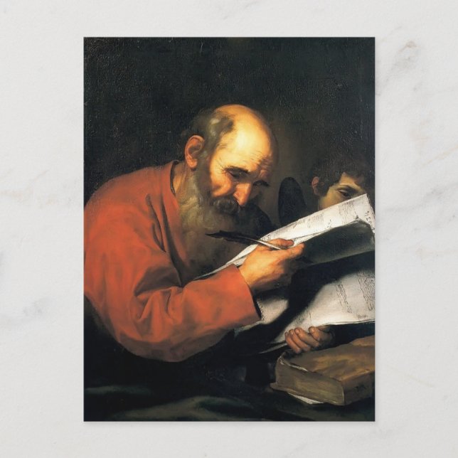 Postal Jusepe de Ribera- San Mateo con el ángel (Anverso)
