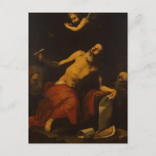 Postal Jusepe de Ribera-St. Jerome escucha la última trom