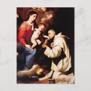 Postal Jusepe Ribera-Madonna con Cristo Niño y San Bruno