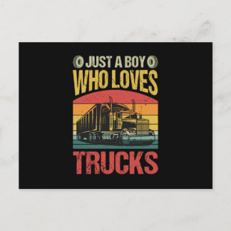 Postal Just a Boy Who Loves Trucks