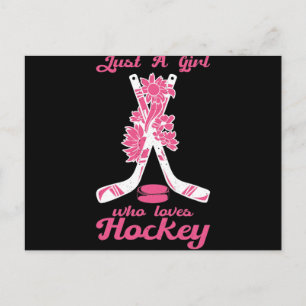 Postal Just A Girl Who Loves Hockey Stick Puck Sport