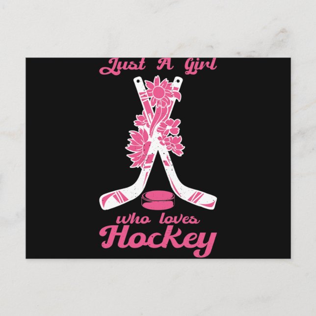 Postal Just A Girl Who Loves Hockey Stick Puck Sport (Anverso)