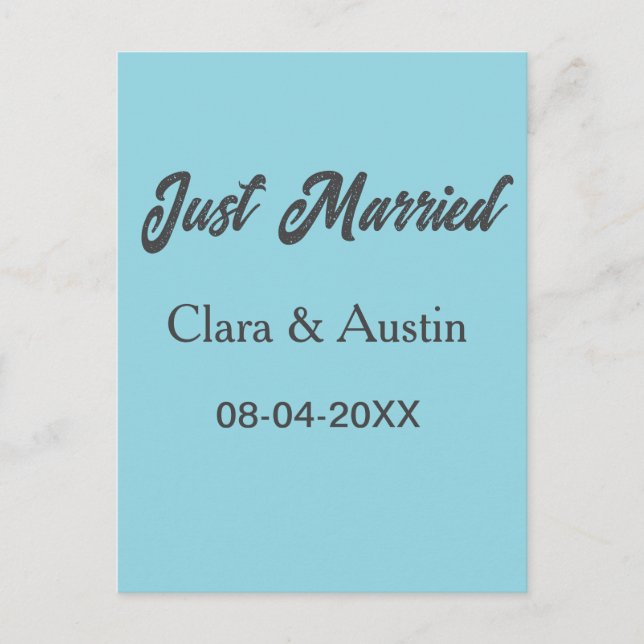 Postal Just Married add couple name date year wedding sim (Anverso)