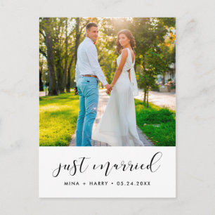 Postal Just married Elegant announcement photo