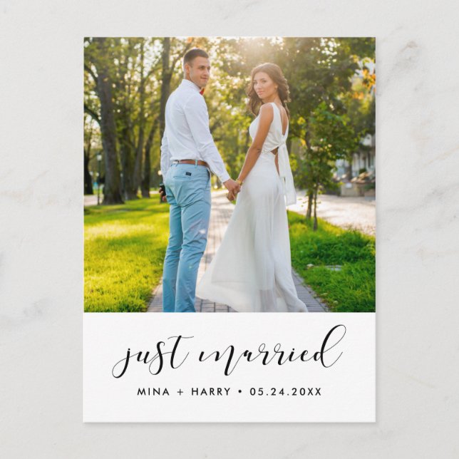Postal Just married Elegant announcement photo (Anverso)