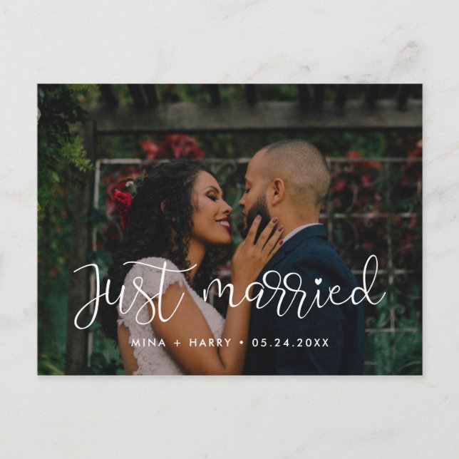 Postal Just married Whimsical wedding photo (Anverso)
