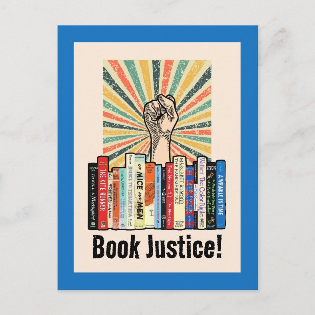 Postal ¡Justicia del libro! (Anverso)