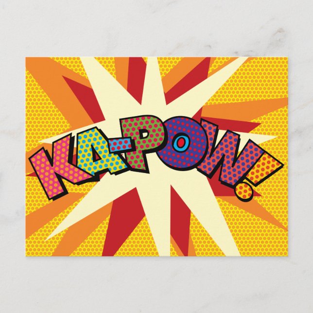 Postal KA-POW Diversión Arte Pop de Cómics Retro Divertid (Anverso)