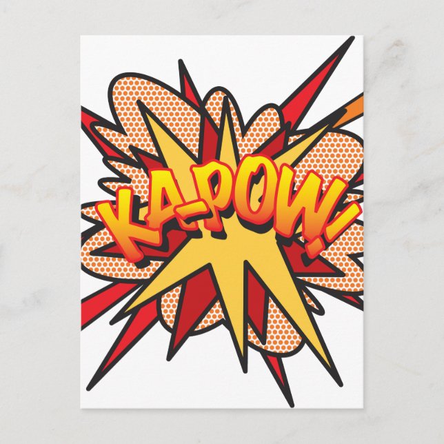 Postal KA-POW Fun Retro Libro De Historietas Pop Art (Anverso)