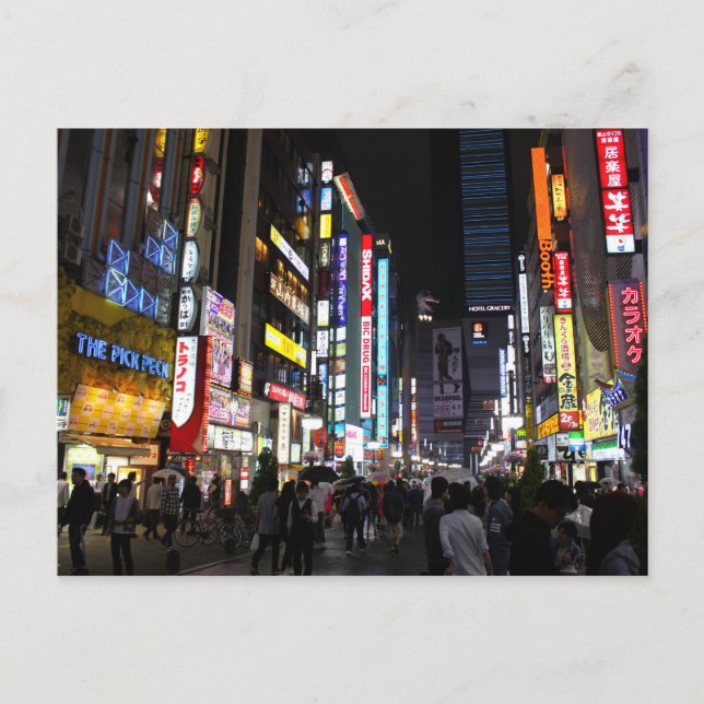 Postal Kabukichō Tokio Neones por la noche (Anverso)