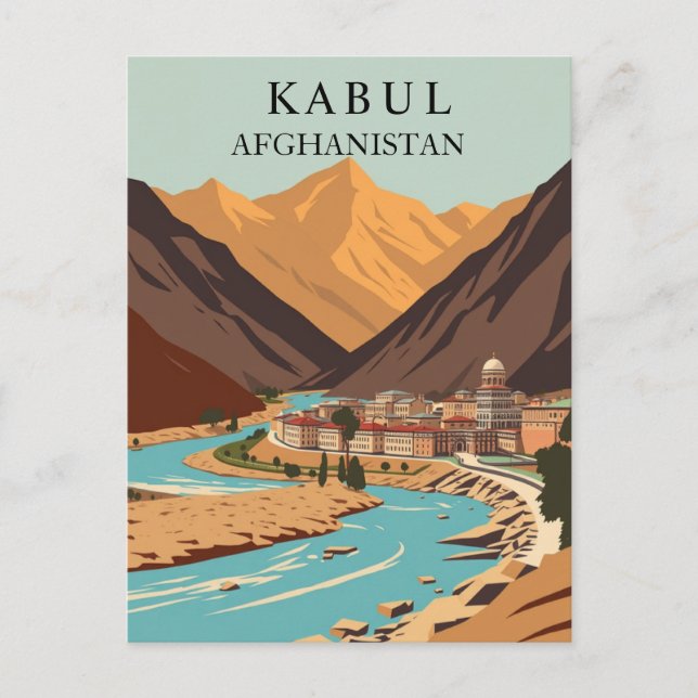 Postal Kabul, las montañas de Afganistán Arte de época (Anverso)