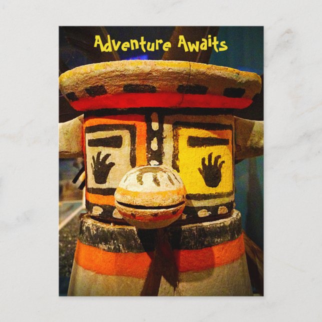 Postal Kachina Doll Face Photo Adventure espera una gran  (Anverso)