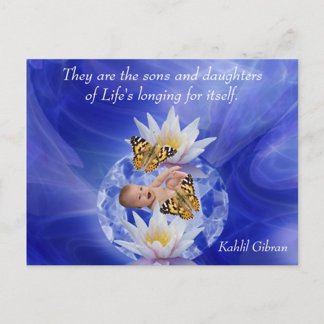 Postal Kahlil Gibran sobre los niños (Anverso)