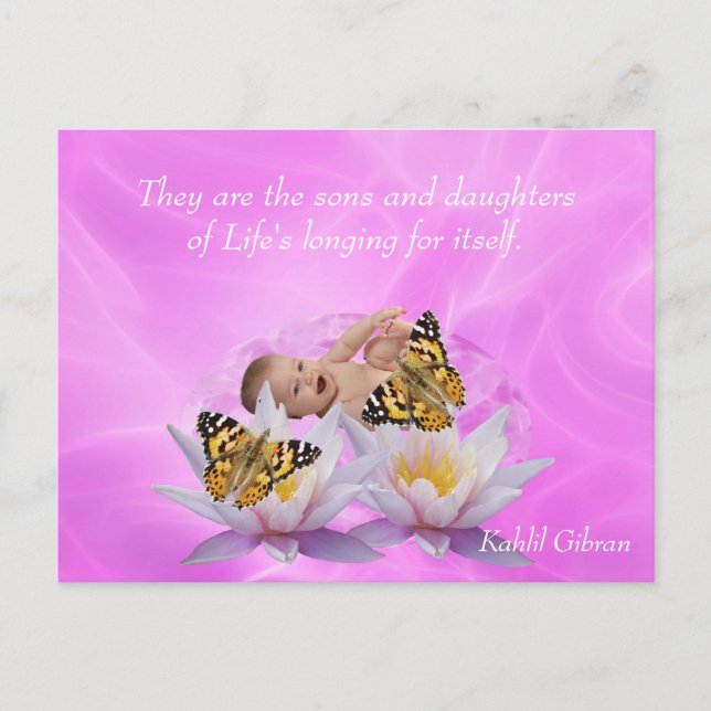 Postal Kahlil Gibran sobre los niños (Anverso)