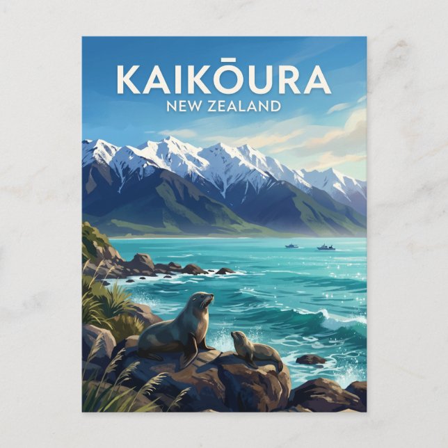 Postal Kaikōura Nueva Zelanda (Anverso)
