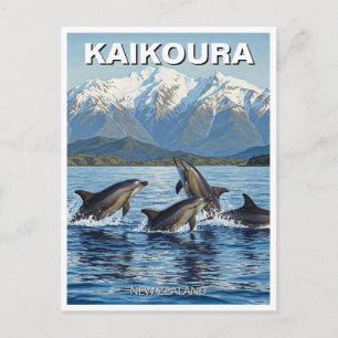 Postal Kaikoura Viajes de delfines de Nueva Zelanda
