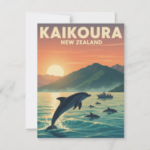 Postal Kaikoura Viajes de delfines de Nueva Zelanda