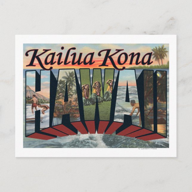 Postal Kailua Kona, Hawaii - Escenas de letras grandes (Anverso)
