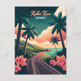 Postal Kailua Kona Hawaii Gran Isla Sunset Retro