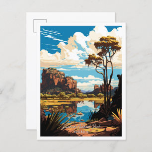 Postal Kakadu Australia Ilustracion de viajes de arte