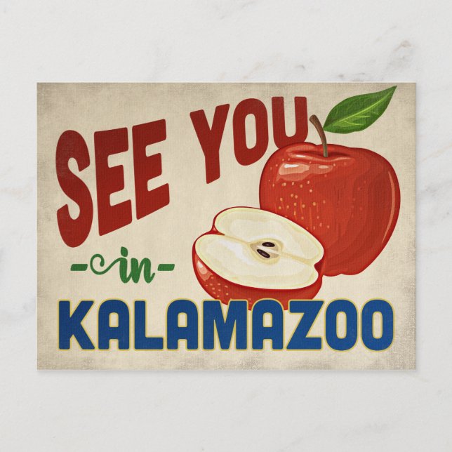 Postal Kalamazoo Michigan Apple - Viajes de época (Anverso)