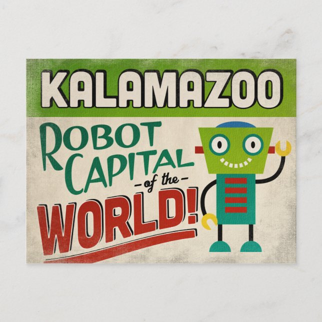 Postal Kalamazoo Michigan Robot - Funny Vintage (Anverso)