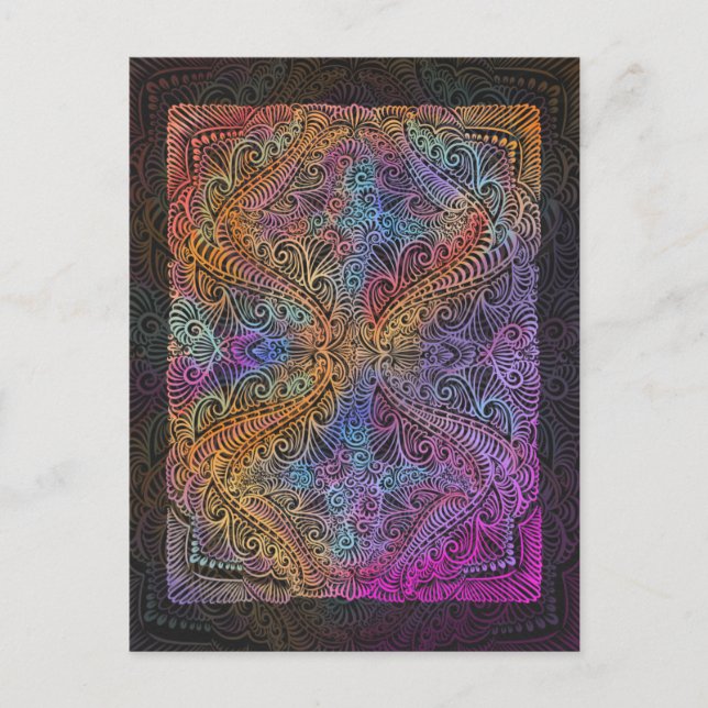 Postal Kaleidoscope arcoiris Mandala (Anverso)