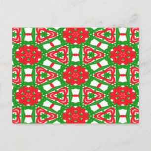 Postal Kaleidoscopio rojo, verde y blanco
