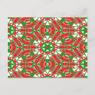 Postal Kaleidoscopio rojo, verde y blanco