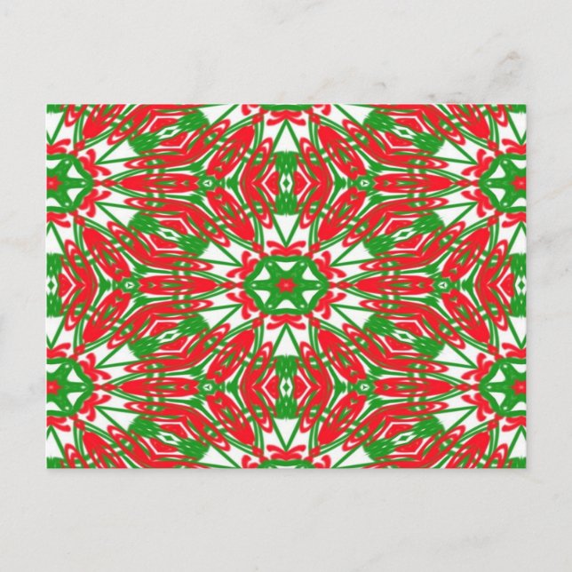 Postal Kaleidoscopio rojo, verde y blanco (Anverso)