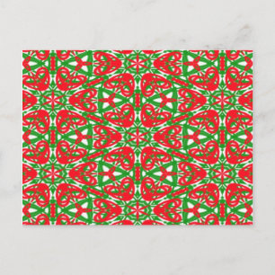 Postal Kaleidoscopio rojo, verde y blanco