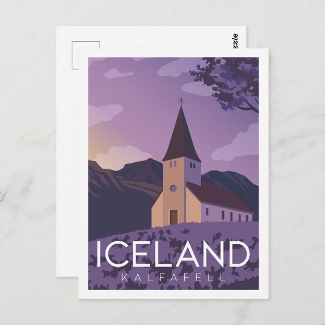 Postal Kalfafell, un famoso Ilustracion de viaje de Islan (Anverso / Reverso)