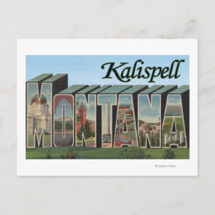 Postal Kalispell, Montana - Escenas de letras grandes