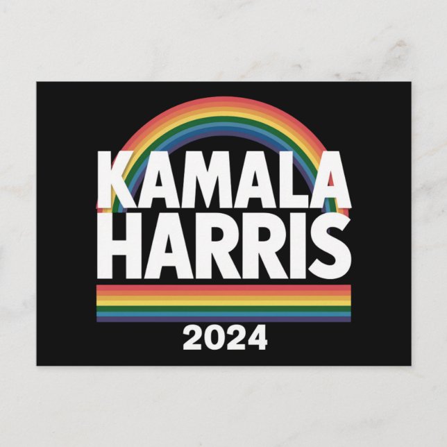Postal Kamala Harris 2024 Arcoíris Orgullo Gay LGBT Elecc (Anverso)