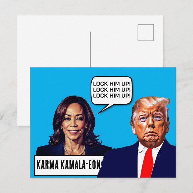 Postal Kamala Harris dice Bloquear a Trump (Anverso / Reverso)