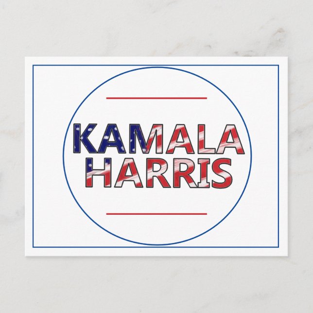 Postal Kamala Harris En Colores De Bandera (Anverso)