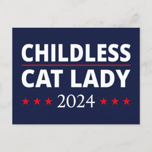Postal Kamala Harris - Señora del gato sin hijos 2024 III