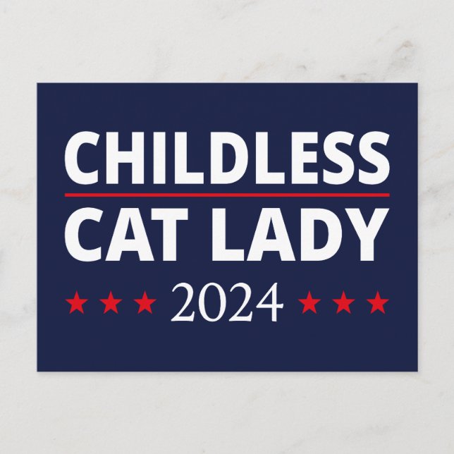 Postal Kamala Harris - Señora del gato sin hijos 2024 III (Anverso)