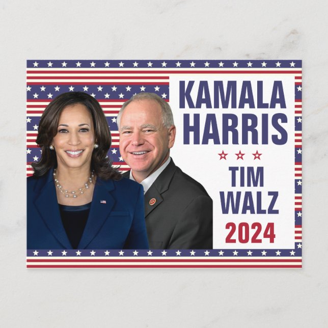 Postal Kamala Harris Tim Walz 2024 Vicefotos del presiden (Anverso)