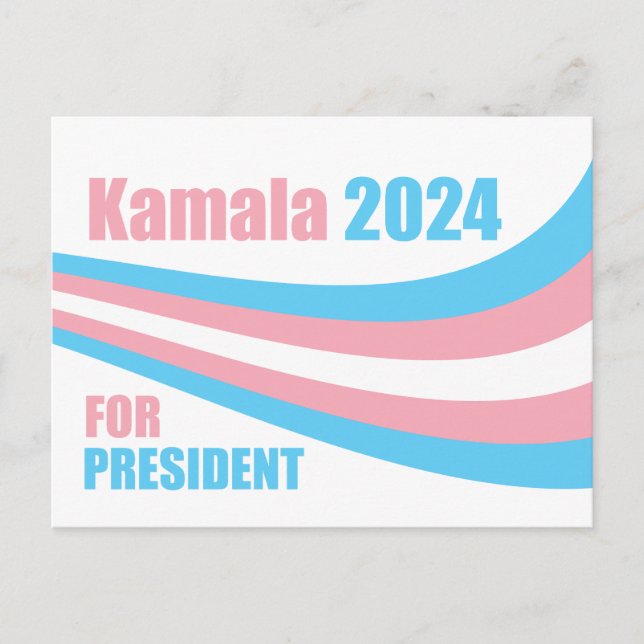 Postal Kamala por la bandera transgénero del presidente 2 (Anverso)