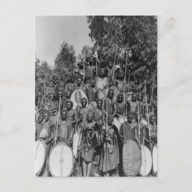 Postal Kambidos con lanzas y escudos (Anverso)