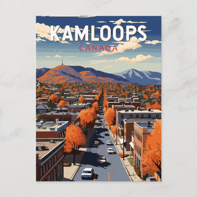 Postal Kamloops Canadá Arte de viaje Vintage (Anverso)