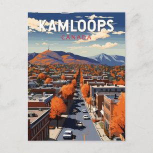 Postal Kamloops Canada Travel Art Vintage
